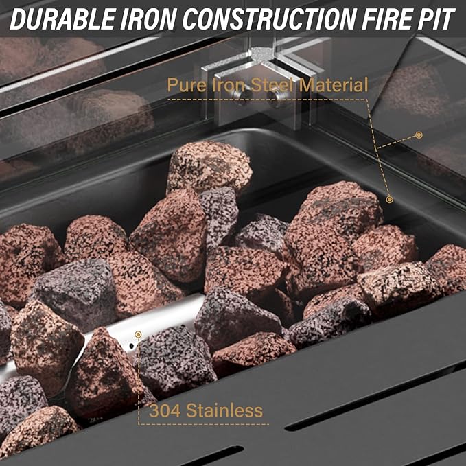 Belord 8 Pieces Patio Conversation Set with 43” Propane Fire Pit Table - Photo 9
