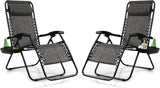 Tangkula Set of 2 Zero Gravity Chair, Folding Patio Lounge Chair Adjustable Outdoor Recliner with Cup Holder - Photo 1