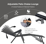 COSTWAY Folding Chaise Lounge, Lightweight & Breathable Fabric, Outdoor Tanning Recliner Chair for Deck, Beach (Grey) - Photo 5