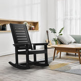 GREENVINES Outdoor Rocking Chairs | Set of 4 | Porch Rocker | HDPE Plastic | Black | Oversized Rockers | High Back - Photo 2