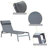 Domi 3 Pieces Adjustable Chaise Lounge Set Outdoor Patio Lounge Chair All Weather Five-Position Recliner Chair Set - Photo 6