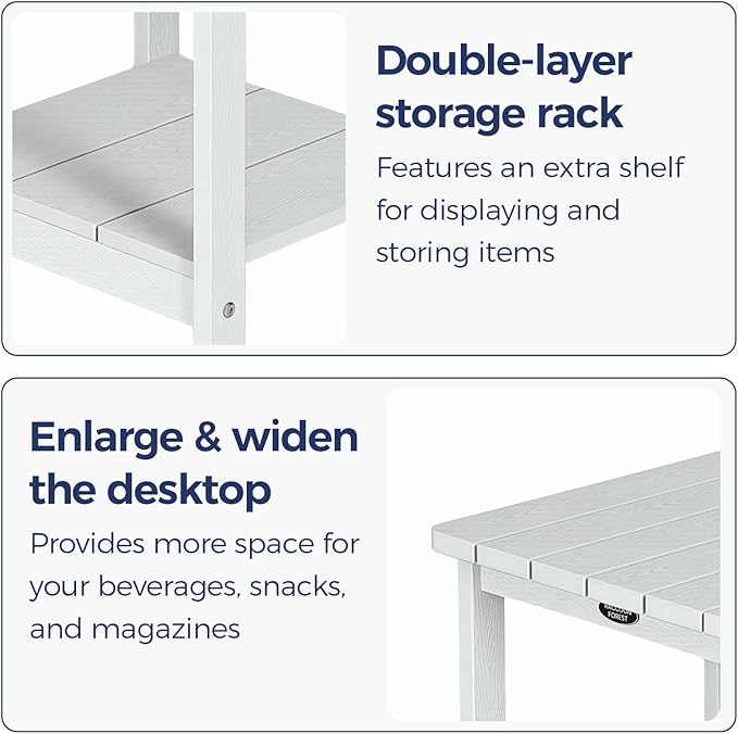 Square Outdoor Side Table Adirondack Side Table, Waterproof & 2-Tier Small End Table for Patio, Beach Chair & Poolside - Photo 6