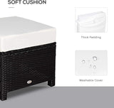 Outsunny 2 Piece 20" Patio Wicker Ottoman with Thick Padded Cushion, Multipurpose Outdoor PE Rattan Footrest - Photo 4