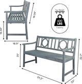 Eyely HNB104B Giana 51.2" 3-Seat Circle-Back 600-Lbs Support Acacia Wood Outdoor Garden Patio Bench for Garden, Lawn - Photo 3