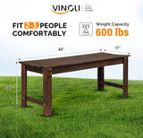 VINGLI Outdoor Wood Bench, 48" Outdoor Bench Patio Wooden Bench Garden Bench Outdoor Backless Bench for Deck Patio - Photo 3