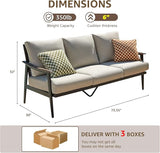 NATURAL EXPRESSIONS Patio Sofa Outdoor Furniture Metal Chair with Wicker Backrest & 6 Inches Cushion for Indoor - Photo 2