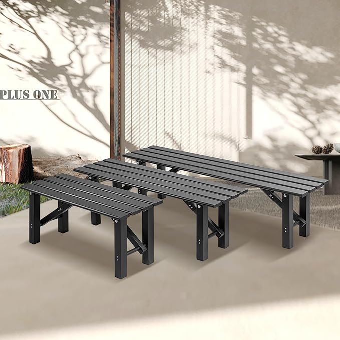 TECSPACE 4-Person Instant Folding Bench, 330 LBS Capacity Lightweight Aluminum Foldable Bench, No Assembly Required, Sets Up in 3 Seconds