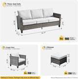 ovios Patio Furniture Set, 5 Pieces Outdoor Wicker Sofa Couch with Ottomans Comfy Cushions - Photo 7