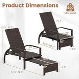 Tangkula Lounge Chair Outdoor Set of 2, Patio Rattan Chaise Lounge with Retractable Ottoman, 6-Level Adjustable Backrest - Photo 3