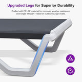 PURPLE LEAF Outdoor Chaise Lounge Set of 3 Plastic Pool Lounge Chair with Metal Side Table Patio Stackable Lounger - Photo 8