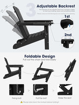 KINGYES Adjustable Folding Adirondack Chair with Footrest & 4-in-1 Multi-Functional Armrest Organizer Set of 2 - Photo 4