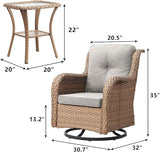 Rilyson Patio Chairs Rocking Swivel Chiar - 3 Piece Outdoor Wicker Patio Bistro Set Rattan Rocker Glider Chairs with - Photo 2