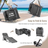 Tangkula Tanning Chair, Outdoor Folding Beach Lounge Chair with Face Hole, Adjustable Footrest, Removable Pillow - Photo 7