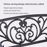 Outdoor Metal Garden Bench with Armrests - Slatted Patio Park Seating for Yard, Porch, Lawn, Balcony - Photo 5