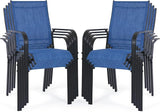 Patio Chairs Set of 8, Outdoor Dining Chairs High Back, All-Weather Padded Textilene Chair for Lawn Porch Garden - Photo 1