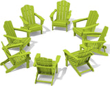 KINGYES Folding Adirondack Chair Set of 8, HDPE All-Weather Folding Adirondack Chair, Apple - Photo 1