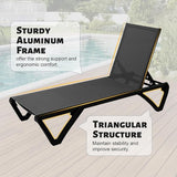Domi Patio Lounge Chairs Set of 2, Aluminum Pool Chaise Lounge with 5 Position Adjustable Backrest and Wheels - Photo 5