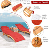 Tangkula 3 Pcs Folding Patio Solid Eucalyptus Wood Lounge Chair Set, Outdoor Lounger Chair w/Foldable Side Table - Photo 8