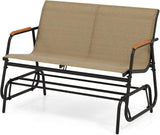 LDAILY Outdoor Glider, 2/3-Person Gliding Bench with Heavy-Duty Metal Frame & Teak Wood Armrests - Photo 1