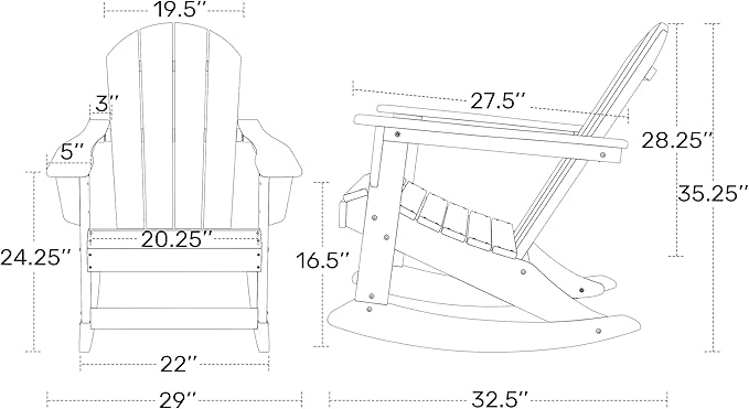 WO WESTIN OUTDOOR HDPE Laguna Outdoor Rocking Poly Adirondack Chair (Set of 2), White