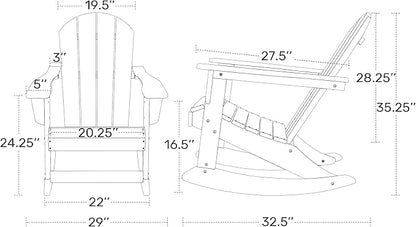 WO WESTIN OUTDOOR HDPE Laguna Outdoor Rocking Poly Adirondack Chair (Set of 2), Sand