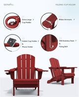 SERWALL Adirondack Chair with Cup Holders - Composite Adirondack Chairs Set of 2 HDPE Outdoor Chairs All Weather Use - Photo 8