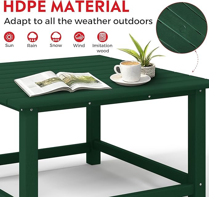 Costaelm Patio Conversation Table, Tatio Accent HDPE Outdoor Weather Resistant - Photo 6