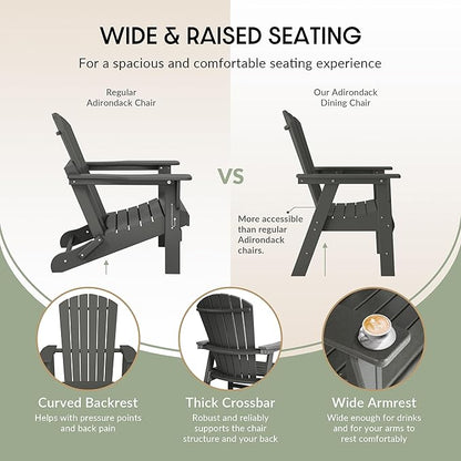 WestinTrends Dylan Outdoor Patio Shell-Back Adirondack Dining Chair Weather Resistant Gray