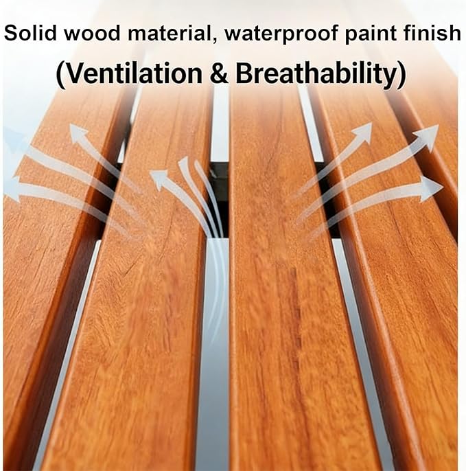Outdoor Park Garden Bench, Solid Wood Slats and Metal Frame, Weatherproof, Suitable for Patios, Schools, Commercial Spaces(60x33x43cm/24x13x17in)