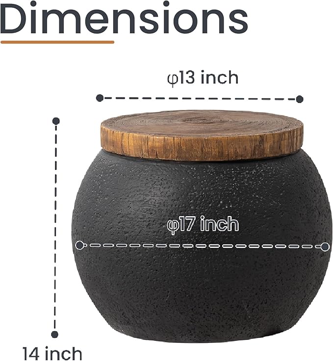 HOMPUS Outdoor Concrete Side Table Set of 2, 2 Pieces Jar Shaped Round Coffee Table, Outdoor Accent Table Modern Patio End Table Sets for Garden, Paito, Living Room