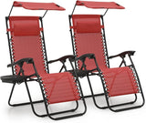 MoNiBloom Zero Gravity Chair Set of 2 with Canopy Shade, Patio Folding Anti Gravity Recliner - Photo 1