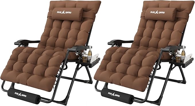 Amopatio Oversized Zero Gravity Chair, 33''W Reclining Camping Lounge Chair Upgraded Lock and Footrest, Cup Holder - Photo 1