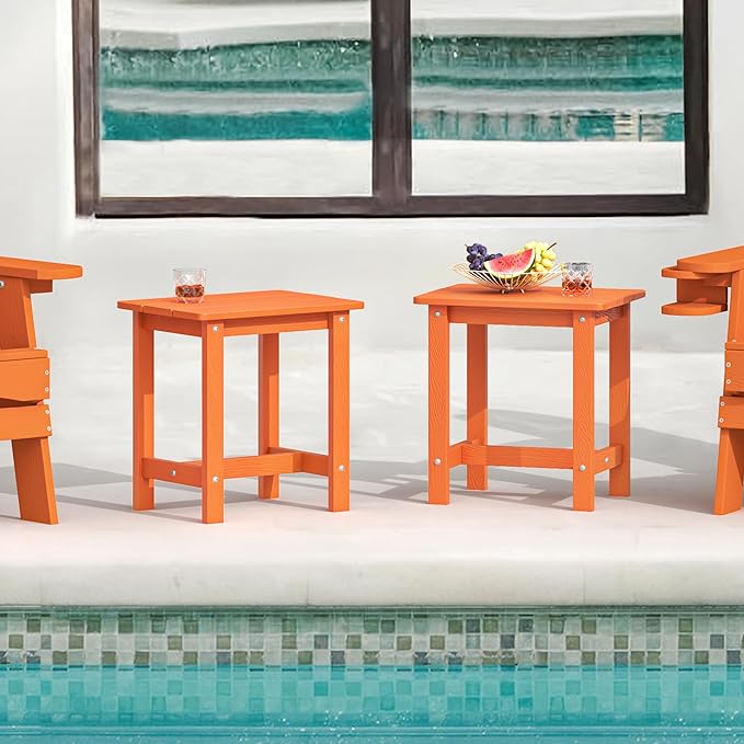 LUE BONA Outdoor Side Table Set of 2, HDPS Small Outdoor Table, Adirondack Side Table, Outside End Table for Patio - Photo 2
