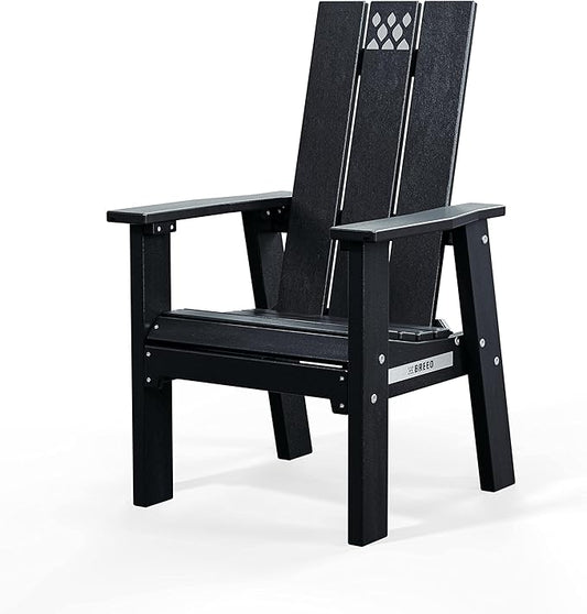 Breeo X Series Adirondack Campfire Chair – Poly Lumber Fire Pit Seat with 304 Stainless Steel Accents, Outdoor Patio & Camping Essentials with Arm Rest - Ergonomic, Sustainable Outdoor Chair - Black