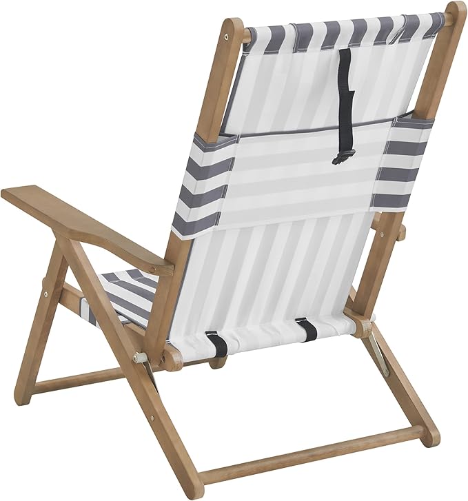 Lavish Home Beach Chair - Outdoor Weather-Resistant Wood Folding Chair with Backpack Straps - 4-Position Reclining Seat - Photo 6