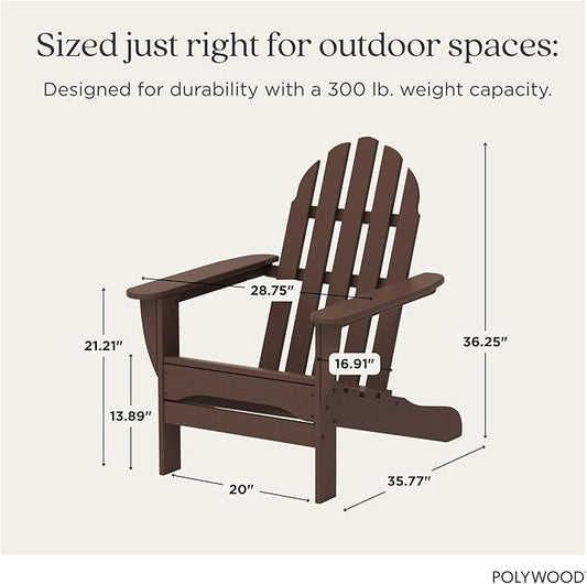 POLYWOOD AD4030MA Classic Outdoor Adirondack Chair, Mahogany