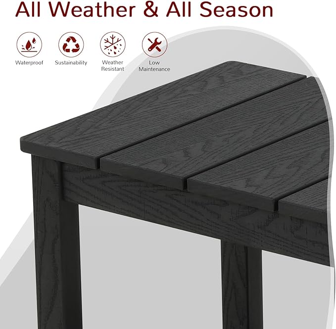 Stoog 3-Piece Oversized Rocking Chairs Set of 2 with Table, Outdoor Rocking Chair with 400 lbs Weight Capacity, All-Weather Porch Rocker for Backyard, Lawn, Patio, Garden and Indoor, Black