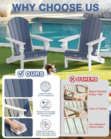 Folding Adirondack Chair –Recyclable HDPE Outdoor Adirondack Patio Chair with Cup Holder, Wood Texture & Umbrella Hole - Photo 7
