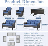 Belord Outdoor Furniture Wicker Conversation Sets - 7 Piece Patio Rattan Furniture Sets with Swivel Rocker Chairs - Photo 3