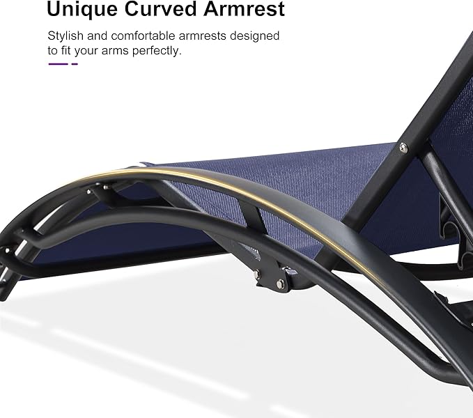 PURPLE LEAF Patio Oversized Chaise Lounge Chair Set with Side Table Pool Adjustable Recliner Chairs for Outside Beach Outdoor Sunbathing Tanning Poolside Lounger Chair