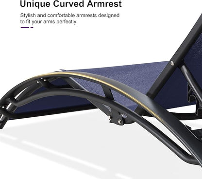 PURPLE LEAF Patio Oversized Chaise Lounge Chair Set with Side Table Pool Adjustable Recliner Chairs for Outside Beach Outdoor Sunbathing Tanning Poolside Lounger Chair