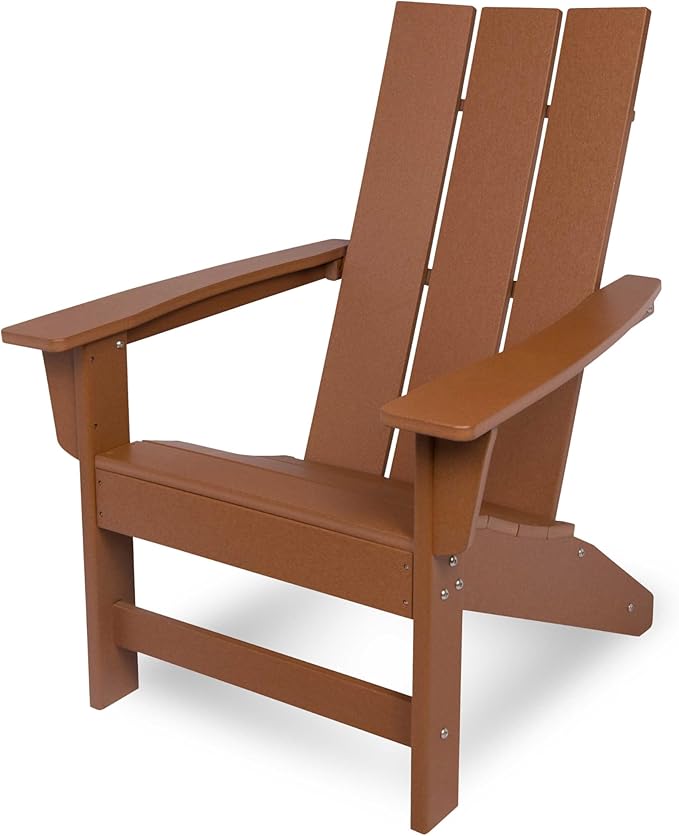 Shine Company Coastal Modern All-Weather Adirondack Chair, Brown