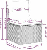 vidaXL Garden Chair Armless with Cushions Black Poly Rattan - Photo 4