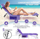Tanning Chair with Face Hole, Adjustable Folding Chaise Lounge Chairs for Outside with Detachable Pillow & - Photo 4