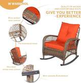 Outdoor Wicker Rocking Chair with Thickened Cushions, All-Weather Rattan Patio Rocking Chairs - Photo 5