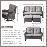 Rilyson Wicker Patio Furniture Set - 6 Piece Rattan Outdoor Sectional Conversation Sets with 2 Rocking Swivel Chairs - Photo 3
