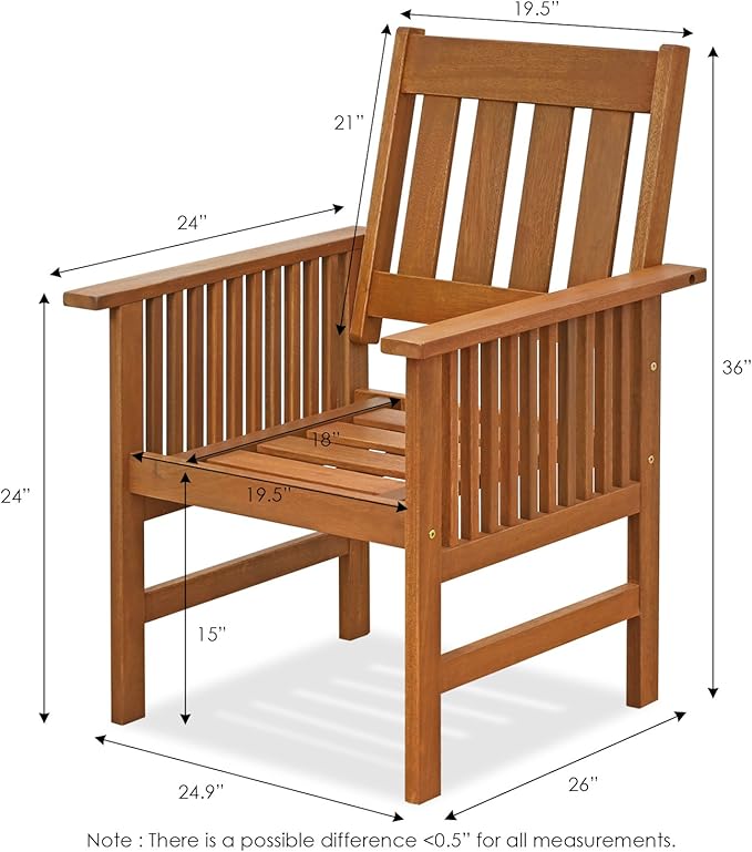 Furinno FG17318 Tioman Outdoor Hardwood Patio Furniture Armchair with Cushion Armchair with Cushion, 1 Arm Chair, Natural