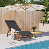Sun Lounger Grey Textilene Standard Foldable Outdoor Chaise Lounge Chair, Solid Poplar Wood Frame - Photo 1