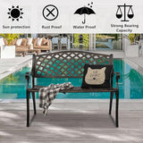 Outvita 2-Person Aluminium Outdoor Bench, Waterproof Patio Loveseat, Mesh Back with Arched Legs, Antique Bronze Finish - Photo 9