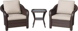3 Piece Patio Wicker Bistro Set, 2 All-Weather Use Outdoor Wicker Chairs with PE Rattan Side Table, Ideal for Porch - Photo 7